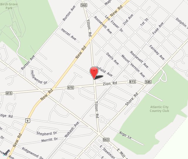 Location Map: 1500 Tilton Road Northfield, NJ 08225